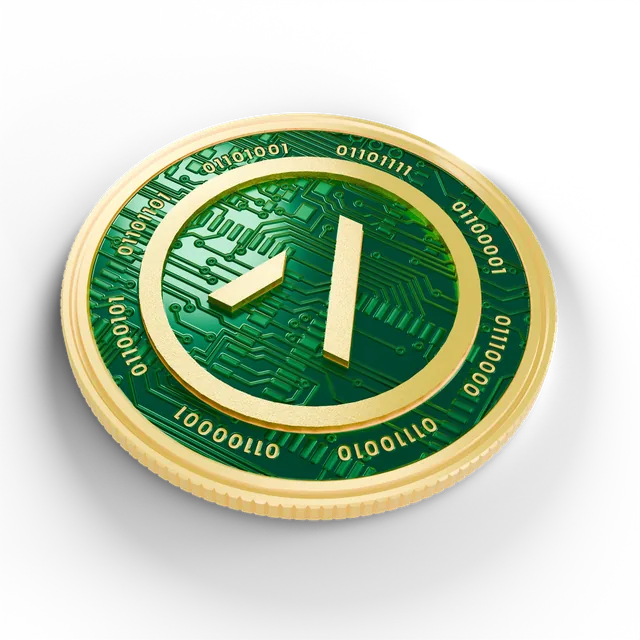 Az APRA token: aranyérme, a lapjába vésett áramköri mintával